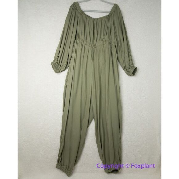 New! Eloquii Plus size Off The Shoulder Utility green‎ Jumpsuit , size 22 - Picture 8 of 15